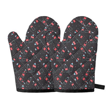 Cola Bottle Pattern Print Oven Mitts