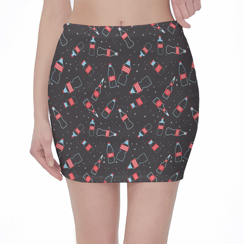 Cola Bottle Pattern Print Pencil Mini Skirt