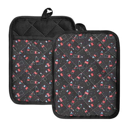 Cola Bottle Pattern Print Pot Holders With Pocket