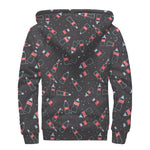 Cola Bottle Pattern Print Sherpa Lined Zip Up Hoodie