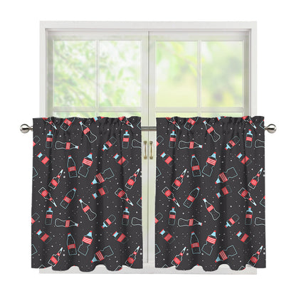 Cola Bottle Pattern Print Tier Curtains