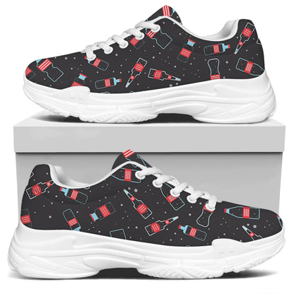 Cola Bottle Pattern Print White Chunky Shoes