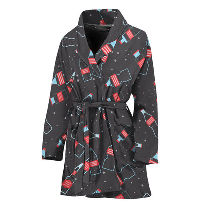 Cola Bottle Pattern Print Women's Bathrobe