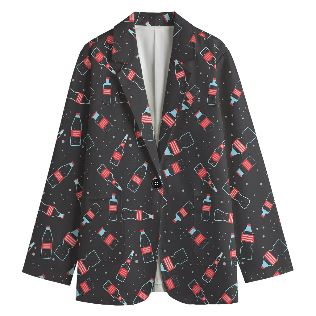 Cola Bottle Pattern Print Women's Cotton Blazer