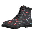 Cola Bottle Pattern Print Padded Collar Lace Up Boots