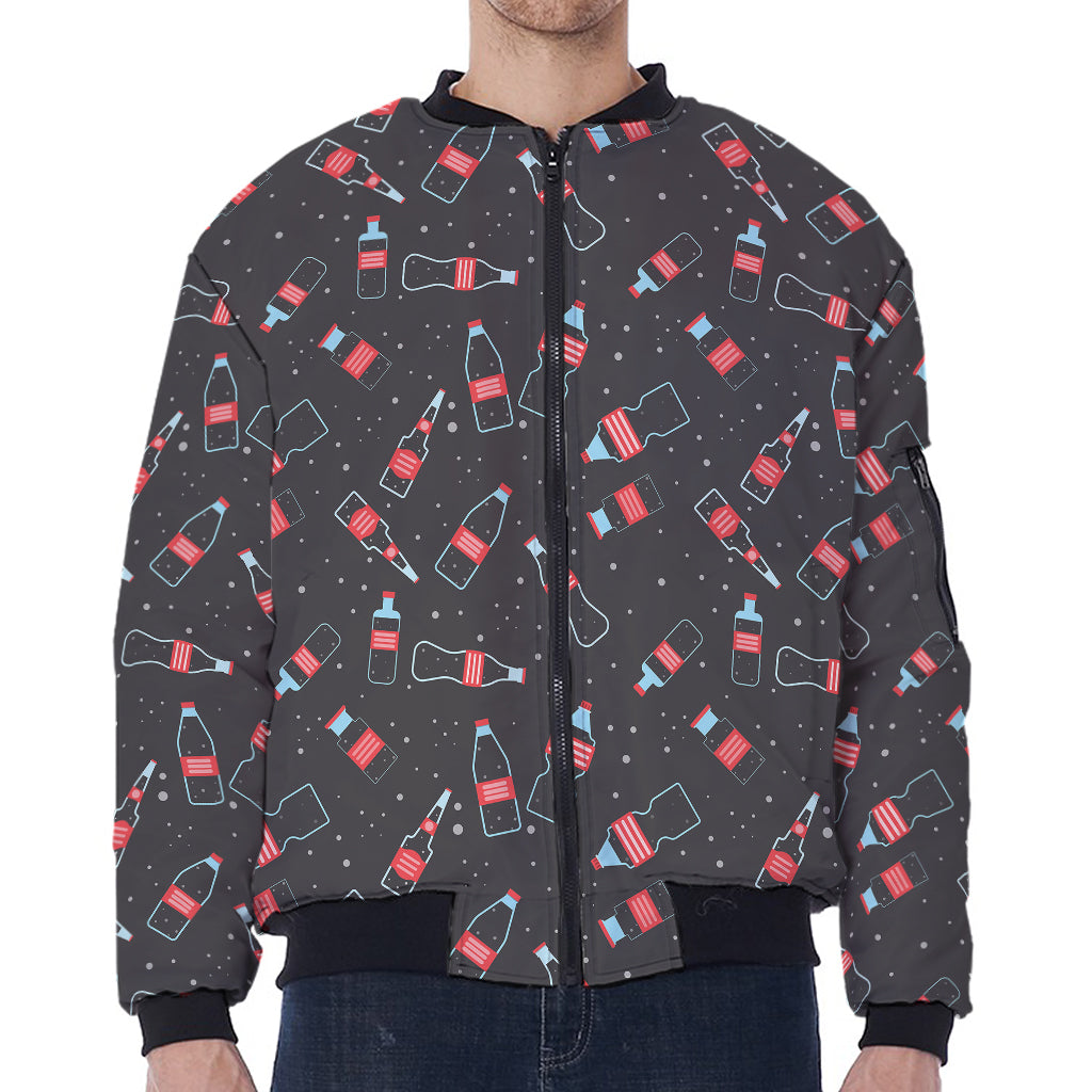 Cola Bottle Pattern Print Zip Sleeve Bomber Jacket