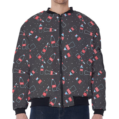 Cola Bottle Pattern Print Zip Sleeve Bomber Jacket