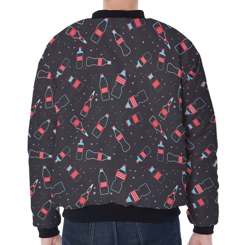 Cola Bottle Pattern Print Zip Sleeve Bomber Jacket