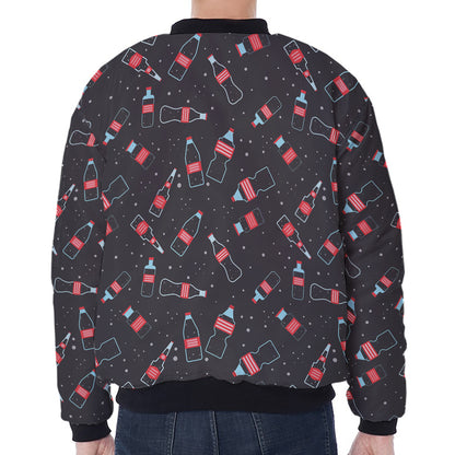 Cola Bottle Pattern Print Zip Sleeve Bomber Jacket
