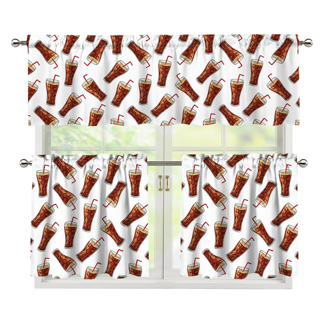Cola Pattern Print 3 Piece Kitchen Curtains