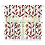 Cola Pattern Print 3 Piece Kitchen Curtains