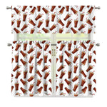 Cola Pattern Print 3 Piece Kitchen Curtains