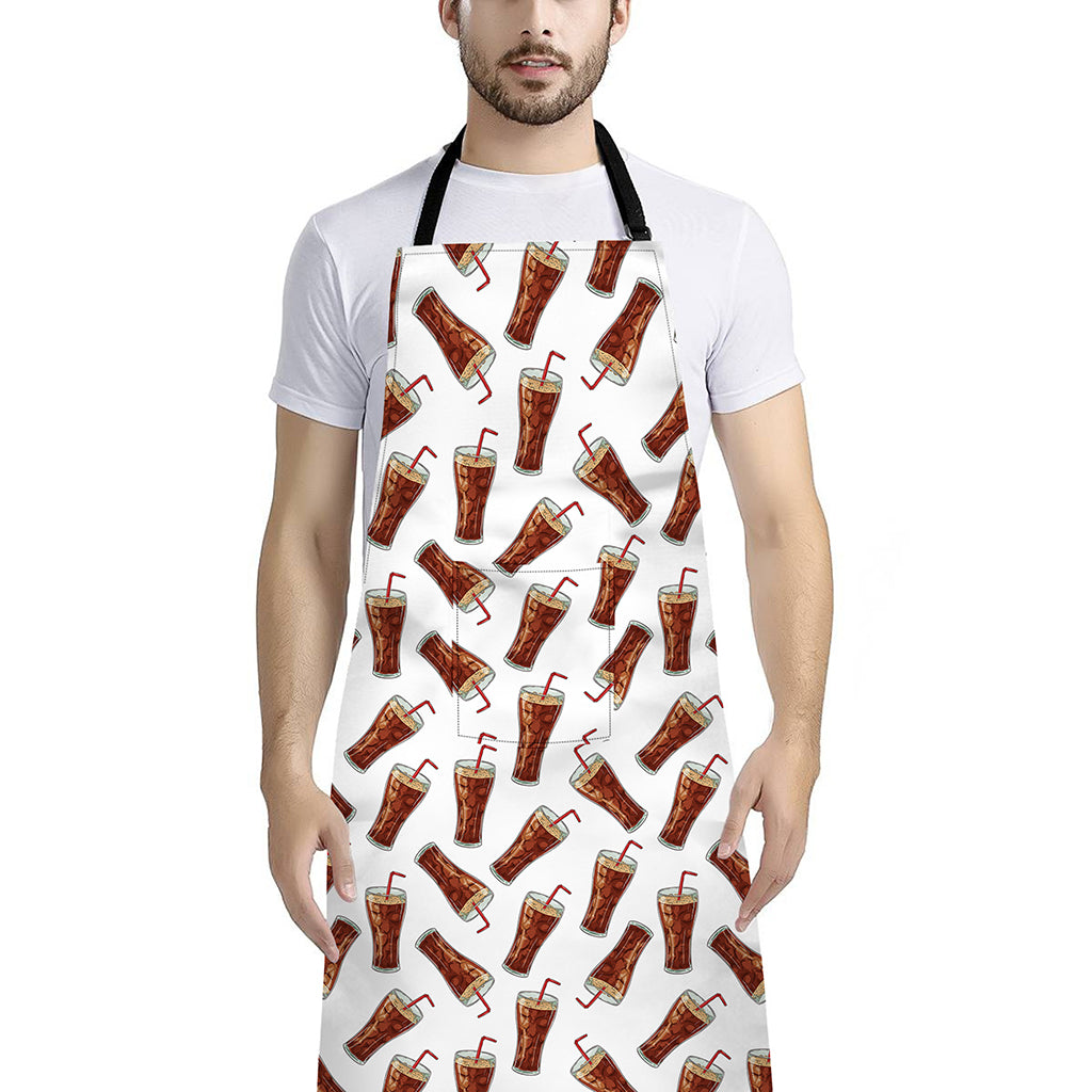 Cola Pattern Print Bib Apron With Pocket