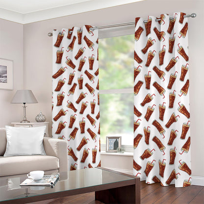 Cola Pattern Print Blackout Grommet Curtains