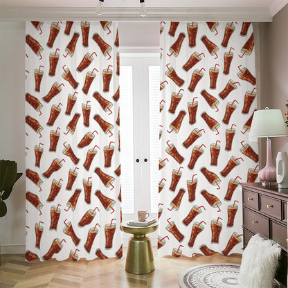 Cola Pattern Print Blackout Pencil Pleat Curtains