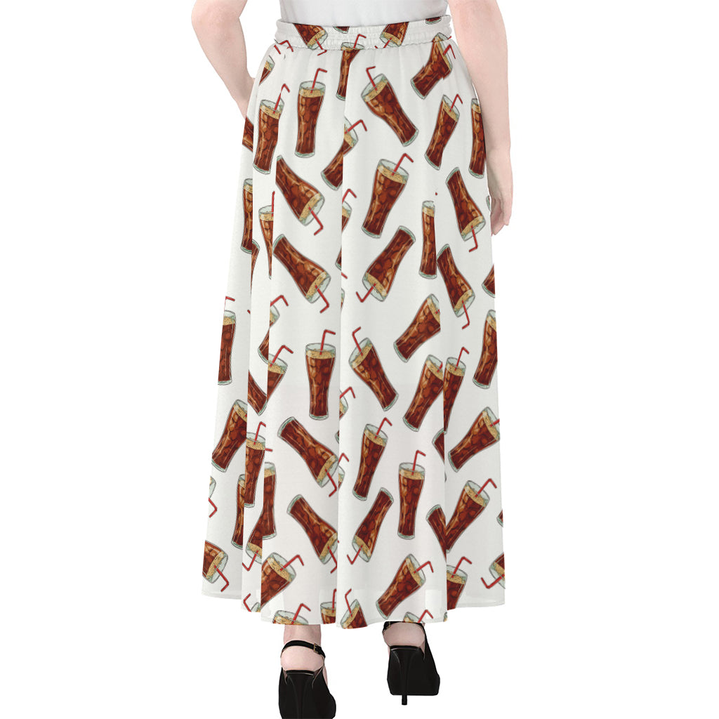 Cola Pattern Print Chiffon Maxi Skirt