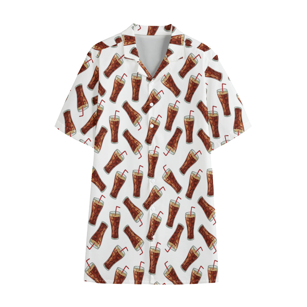Cola Pattern Print Cotton Hawaiian Shirt
