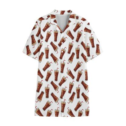 Cola Pattern Print Cotton Hawaiian Shirt