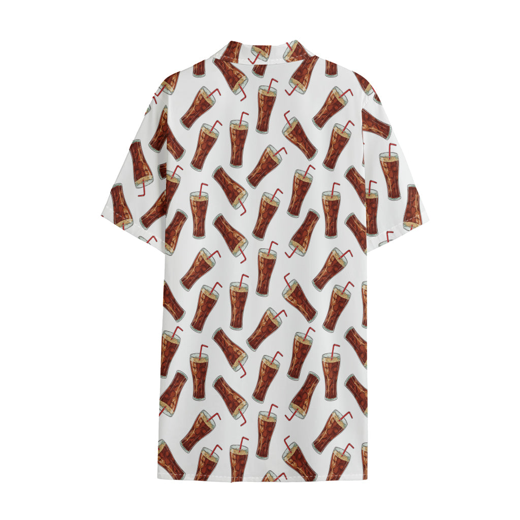 Cola Pattern Print Cotton Hawaiian Shirt