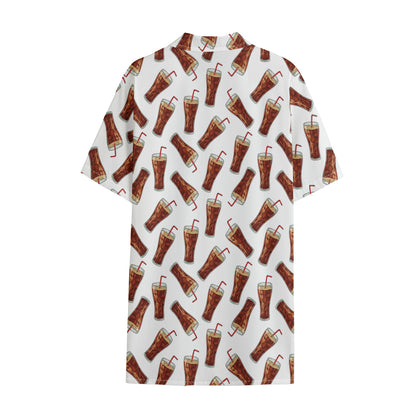 Cola Pattern Print Cotton Hawaiian Shirt