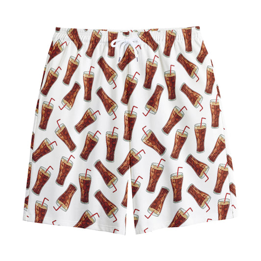 Cola Pattern Print Cotton Shorts