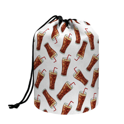 Cola Pattern Print Drawstring Makeup Bag