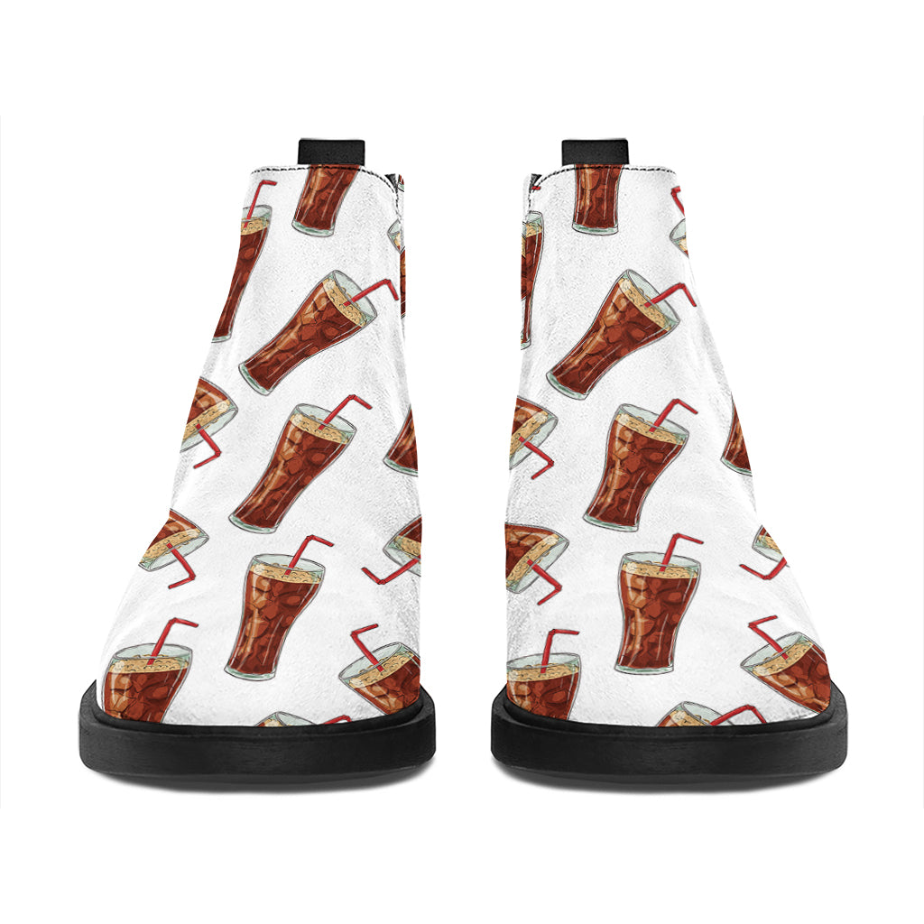 Cola Pattern Print Flat Ankle Boots
