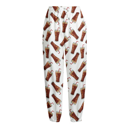 Cola Pattern Print Fleece Lined Knit Pants