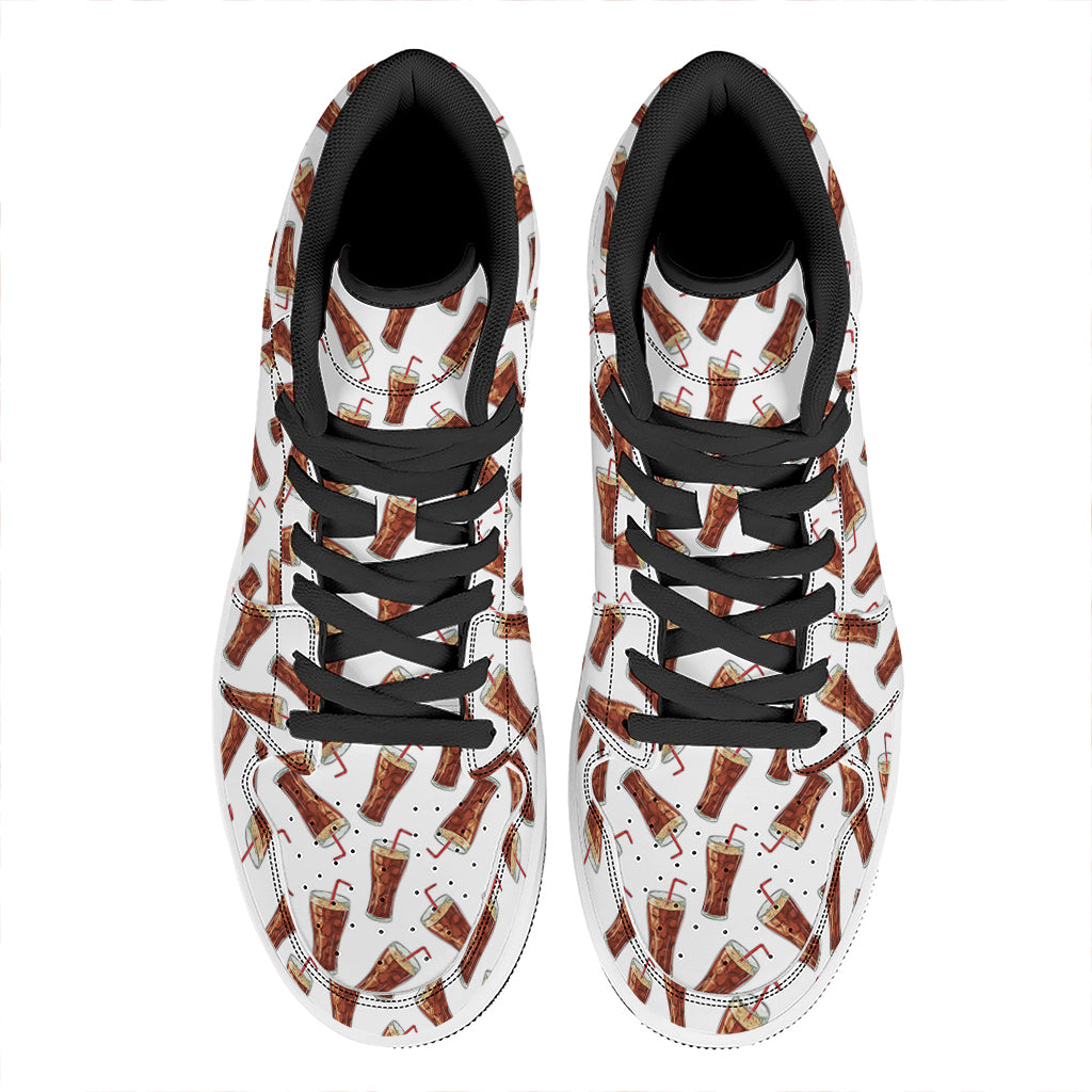 Cola Pattern Print High Top Leather Sneakers