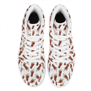 Cola Pattern Print High Top Leather Sneakers