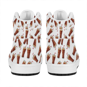 Cola Pattern Print High Top Leather Sneakers