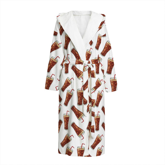 Cola Pattern Print Hooded Bathrobe