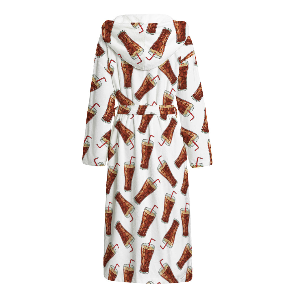 Cola Pattern Print Hooded Bathrobe