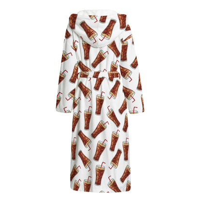Cola Pattern Print Hooded Bathrobe