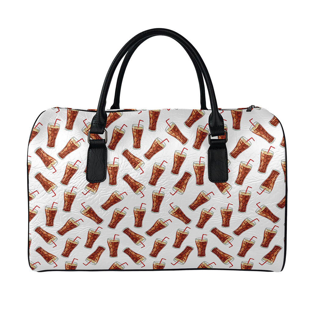 Cola Pattern Print Leather Duffle Bag