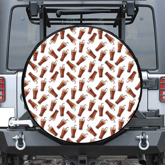 Cola Pattern Print Leather Spare Tire Cover