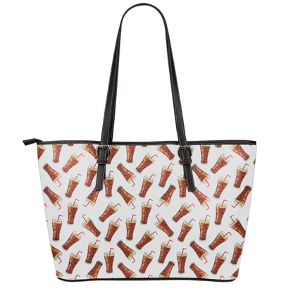 Cola Pattern Print Leather Tote Bag