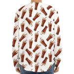 Cola Pattern Print Long Sleeve Baseball Jersey