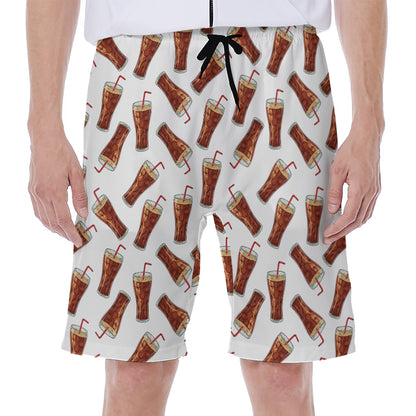 Cola Pattern Print Men's Beach Shorts