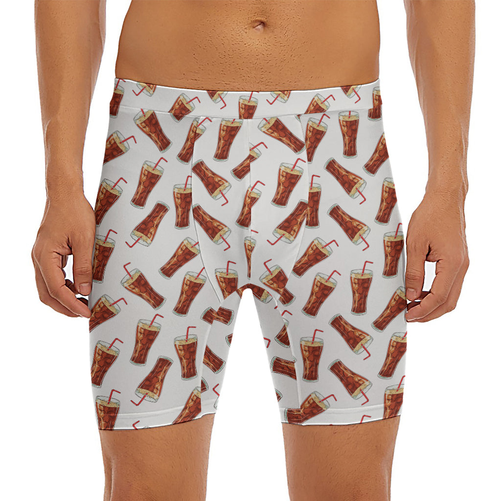 Cola Pattern Print Men's Long Boxer Briefs