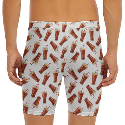 Cola Pattern Print Men's Long Boxer Briefs