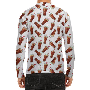 Cola Pattern Print Men's Long Sleeve Rash Guard