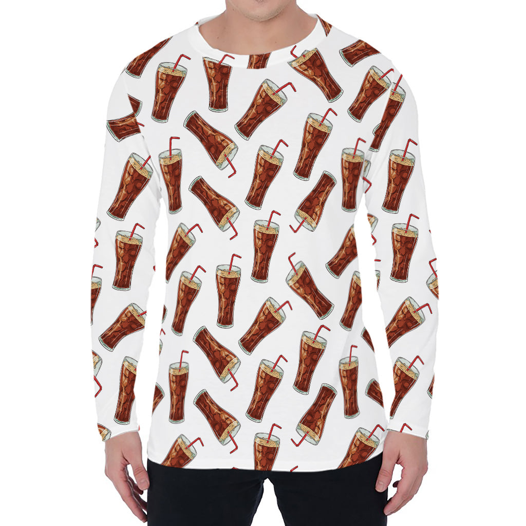 Cola Pattern Print Men's Long Sleeve T-Shirt