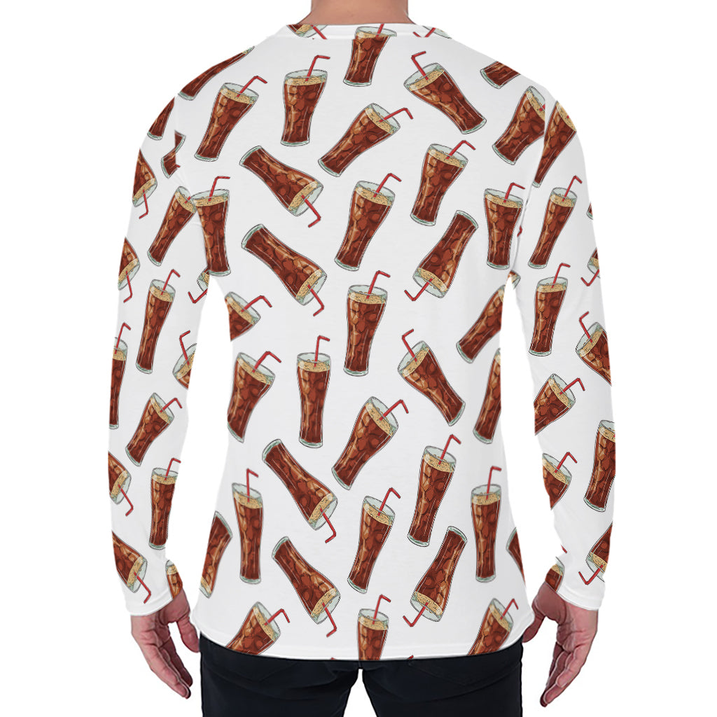 Cola Pattern Print Men's Long Sleeve T-Shirt