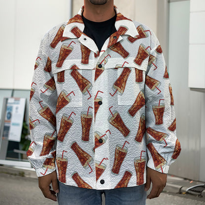 Cola Pattern Print Men's Shirt Jacket