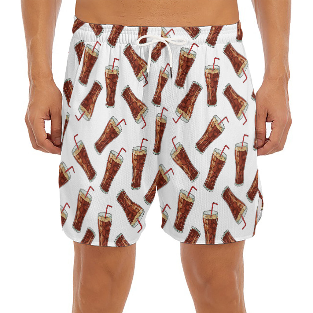 Cola Pattern Print Men's Split Running Shorts