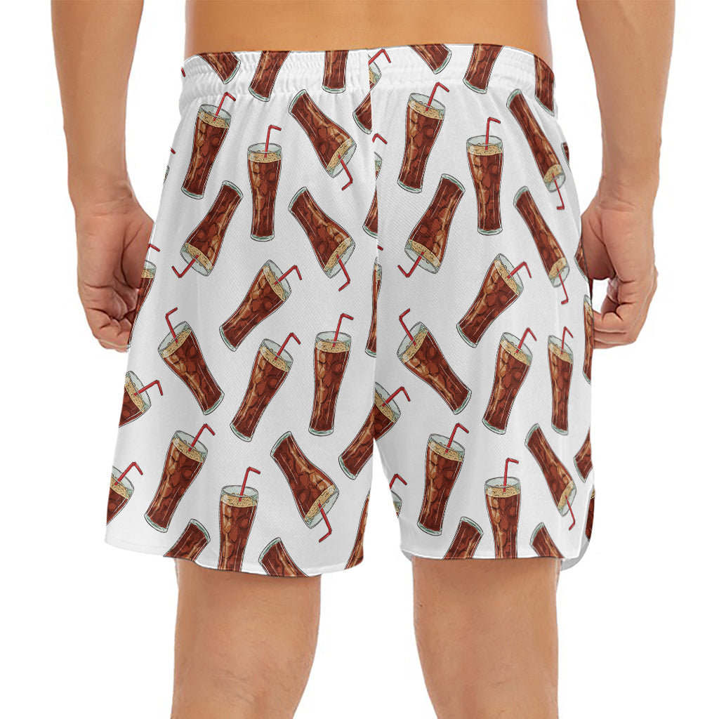 Cola Pattern Print Men's Split Running Shorts