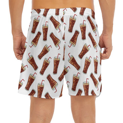 Cola Pattern Print Men's Split Running Shorts