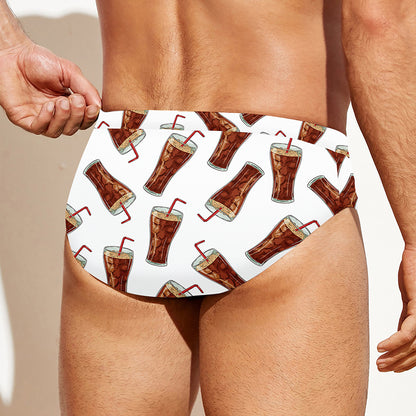 Cola Pattern Print Men's Swim Briefs