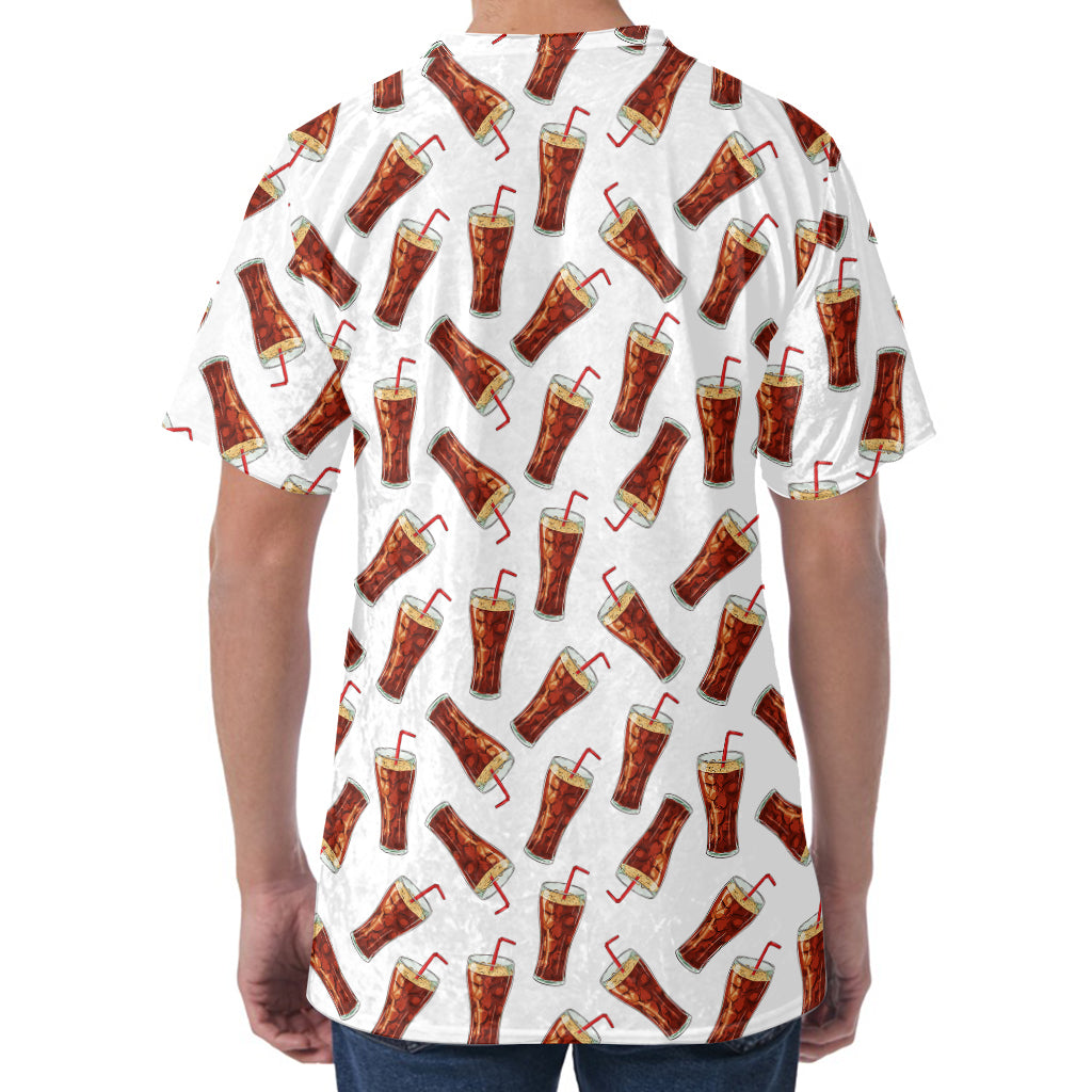 Cola Pattern Print Men's Velvet T-Shirt